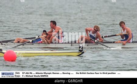 27-JUL-96. Jeux olympiques d'Atlanta. Aviron. The British Coxless four en troisième position Banque D'Images