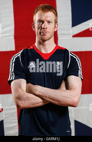 Great Britain's Ed Clancy lors de l'annonce à l'équipe Centre National de cyclisme, Manchester. Banque D'Images