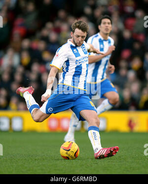 Football - Championnat Sky Bet - Watford / Brighton & Hove Albion - Vicarage Road.Dale Stephens, Brighton et Hove Albion Banque D'Images