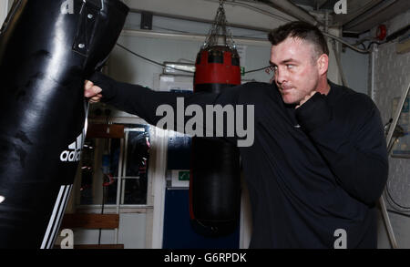 Joey Abel pendant l'entraînement médiatique au Peacock Gym, Londres. Banque D'Images