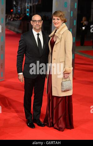 Stanley Tucci et Felicity Blunt arrivent aux EE British Academy film Awards 2014, à l'Opéra Royal, Bow Street, Londres. Banque D'Images