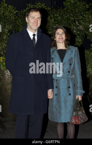 David Morrissey et sa femme Esther Freud arrivent au dîner de l'EE British Academy film Awards 2014 qui s'est tenu au Grosvenor House Hotel, dans le centre de Londres. Banque D'Images