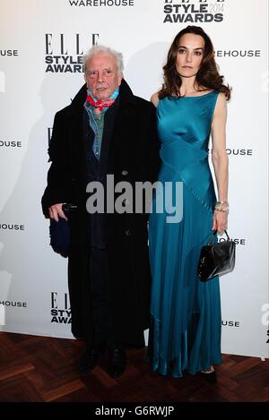 David Bailey et son épouse Catherine Dyer aux prix de style elle 2014 au One Embankment, Londres. Banque D'Images