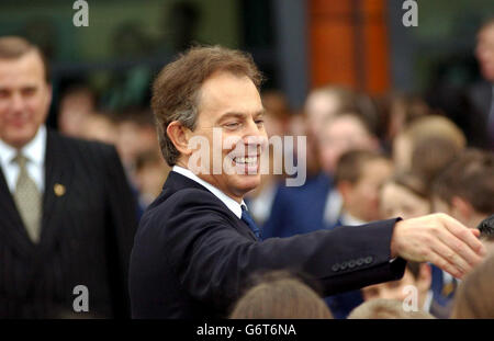 Tony Blair à Teeside Banque D'Images