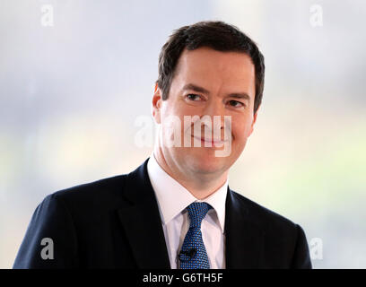 Le chancelier de l’Échiquier George Osborne prononce un discours à Édimbourg, en Écosse, au sujet du prochain référendum sur l’indépendance. Banque D'Images