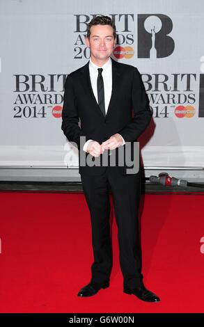 Brit Awards 2014 - arrivées - Londres.Stephen Mulhern arrive pour les Brit Awards 2014 à l'O2 Arena, Londres. Banque D'Images