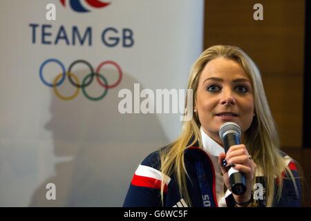 Jeux olympiques - Team Go Home prochaines conférence de presse - L'aéroport de Heathrow Banque D'Images