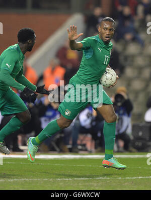 Football - International friendly - Belgique / Côte d'Ivoire - Stade du Roi Baudouin.Didier Drogba, de Côte d'Ivoire, célèbre son premier but Banque D'Images