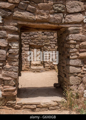 Les embrasures, Aztec Ruins National Monument, Aztec, Nouveau Mexique. Banque D'Images