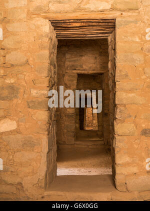 Les embrasures, Aztec Ruins National Monument, Aztec, Nouveau Mexique. Banque D'Images