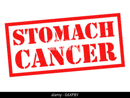 Le cancer de l'estomac de tampon en caoutchouc rouge sur un fond blanc. Banque D'Images