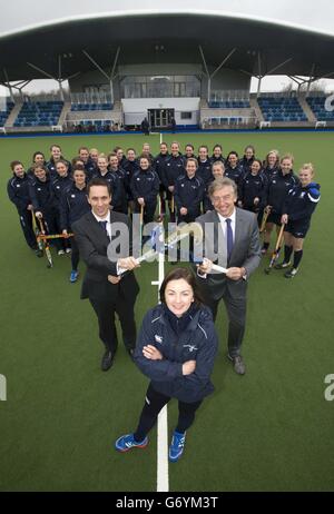 Le sport - et l'équipe de hockey Femmes Sportscotland Photocall Banque D'Images