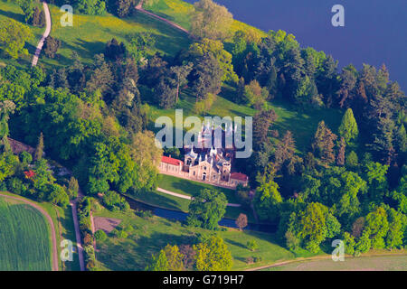 Maison gothique, lac Worlitz, Jardin Royaume de Dessau-Worlitz, district Wittenberg, Saxe-Anhalt, Allemagne / Alte Post Voir, Gartenreich Dessau-Wörlitz, lac Wörlitz Banque D'Images