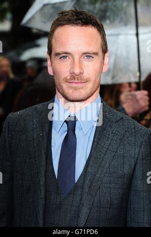 Michael Fassbender arrive à la X-Men Days of future, après la première britannique, au West End Odeon, Leicester Square, Londres. Banque D'Images