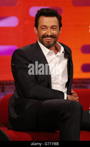 Hugh Jackman pendant le tournage du Graham Norton Show aux London Studios, dans le sud de Londres, devant être diffusé sur BBC One vendredi soir. Banque D'Images