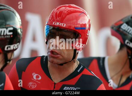 Cadel Evans de BMC Racing Team au début de la première étape du Giro d'Italia 2014. Banque D'Images