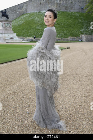Zhang Ziyi arrive pour un dîner pour célébrer le travail du Royal Marsden, organisé par le duc de Cambridge au château de Windsor. Banque D'Images