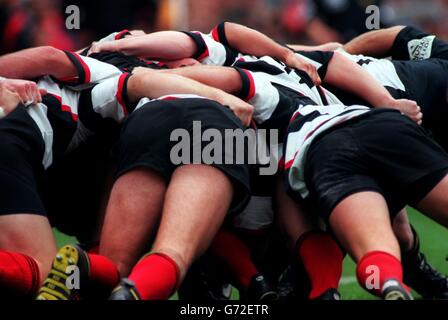 Rugby Union - championnat de clubs de courage - Wasps v Saracens. Scrum , Saracens Banque D'Images