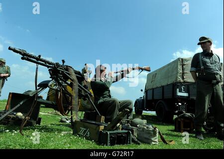 La Deuxième Guerre mondiale, re-enactment à batterie Blyth Banque D'Images