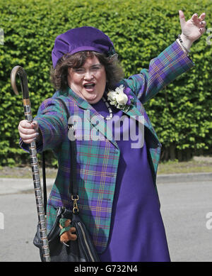 Chieftain des championnats britanniques de groupes de tubes Susan Boyle aux Jeux des Highlands de Lothian Ouest et British Pipe Band Championships à Meadow Park, Bathgate. Banque D'Images