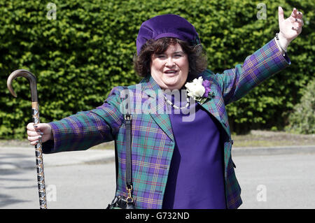 Chieftain des championnats britanniques de groupes de tubes Susan Boyle aux Jeux des Highlands de Lothian Ouest et British Pipe Band Championships à Meadow Park, Bathgate. Banque D'Images