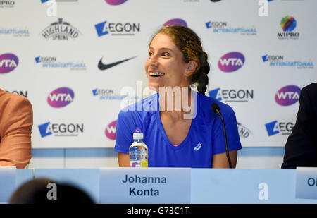 Johanna Konta parlant de la Grande-Bretagne au cours de l'Aegon International Tournament à Devonshire Park, Eastbourne, le sud de l'Angleterre. Le 20 juin 2016. Simon Dack /  +44 7967 642437 des photos au téléobjectif Banque D'Images