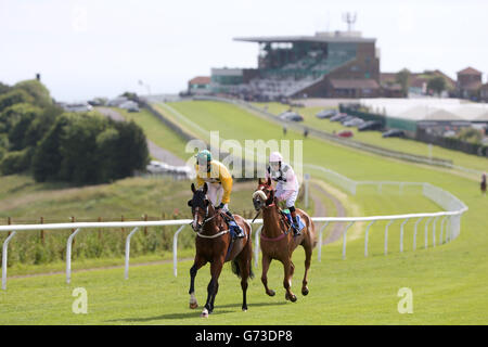 Chella Thriller est monté par George Baker (à gauche) et Monopoli par Richard Hughes lors du handicap Brighton & Hove Streamline taxis Banque D'Images