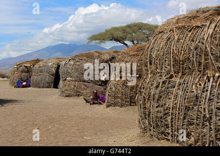 Masai village, Tanzania, Africa Banque D'Images