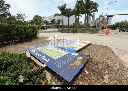 Une vue générale du lieu proposé par David Beckham Miami Beckham United, MLS Soccer franchise à la glissade en eau profonde à côté de la maison de la NBA côté la chaleur de Miami à Miami, États-Unis. Banque D'Images