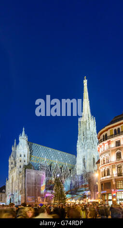 La Cathédrale Saint-Étienne avec Marché de Noël à la Stephansplatz, Wien, Vienne, Autriche, Wien, 01. Banque D'Images
