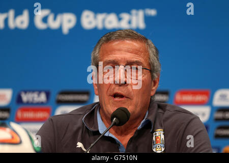 Football - Coupe du Monde FIFA 2014 - Série de seize - Colombie - Uruguay Uruguay v Conférence de presse - Maracana Estadio do Banque D'Images