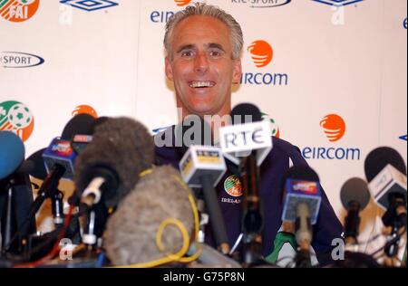 Mick McCarthy, directeur de la République d'Irlande, lors d'une conférence de presse à Séoul, en Corée du Sud. La République d'Irlande joue l'Espagne dans la coupe du monde, deuxième partie. Banque D'Images