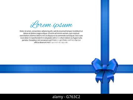 White post card with blue bow et ruban Illustration de Vecteur
