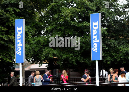 Courses hippiques - Festival de juillet - Darley July Cup Day - Hippodrome de Newmarket. Darley Branding à Newmarket Racecourse Banque D'Images