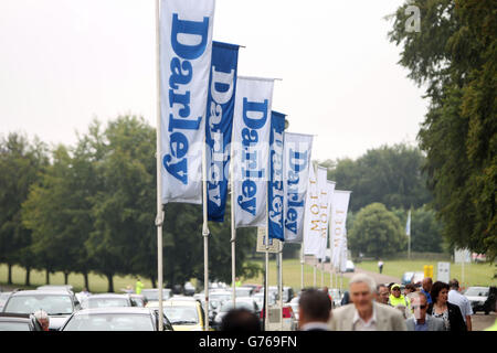 Courses hippiques - Festival de juillet - Darley July Cup Day - Hippodrome de Newmarket. Darley Branding à Newmarket Racecourse Banque D'Images