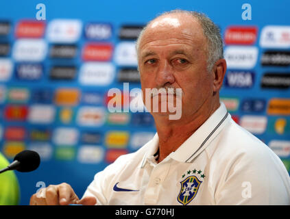 Football - coupe du monde de la FIFA 2014 - semi finale - Brésil / Allemagne - Brésil Conférence de presse - Estadio Mineirao.Brésil entraîneur Luiz Felipe Scolari pendant la conférence de presse à Estadio Mineirao, Belo Horizonte, Brésil. Banque D'Images