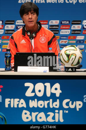 Football - coupe du monde de la FIFA 2014 - finale - Allemagne / Argentine - Allemagne Conférence de presse - Estadio do Maracana.Joachim Loew, directeur de l'Allemagne, lors d'une conférence de presse à l'Estadio do Maracana, Rio de Janerio, Brésil. Banque D'Images