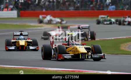 Courses automobiles - Championnat du monde de Formule 1 - Grand Prix de Grande-Bretagne 2014 - course - circuit Silverstone.Stephane Richelmi, pilote DE DAMS, lors de la course de la série GP2 au Grand Prix britannique 2014 sur le circuit Silverstone, à Towcester. Banque D'Images