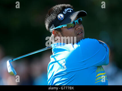 Le Kiratech Aphibarnrat de Thaïlande pendant la première journée du Championnat d'Open 2014 au Royal Liverpool Golf Club, Hoylake. Banque D'Images