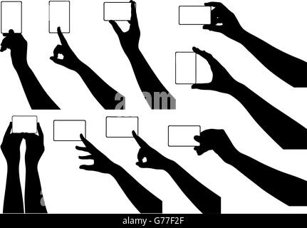 Mains tenant les cartes d'affaires Illustration de Vecteur