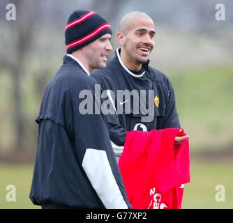 Veron & Keane La Formation de Manchester United Banque D'Images