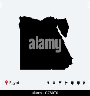 Détaillées haute carte vectorielle de l'Égypte avec les axes de navigation. Illustration de Vecteur