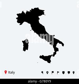 Détaillées haute carte vectorielle de l'Italie avec les axes de navigation. Illustration de Vecteur