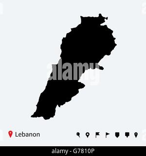 Carte vectorielle très détaillés du Liban avec les axes de navigation. Illustration de Vecteur