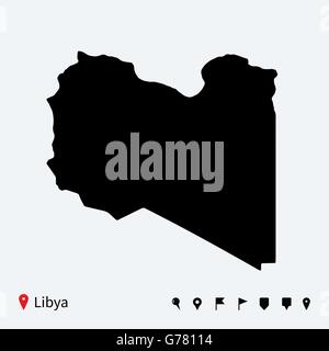 Carte vectorielle très détaillés de la Libye avec les axes de navigation. Illustration de Vecteur