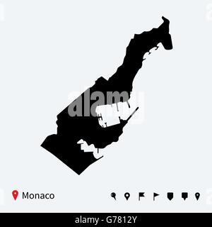 Carte vectorielle détaillée Haut de Monaco avec les axes de navigation. Illustration de Vecteur