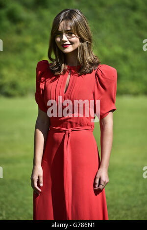 Dr qui a la vedette Jenna Coleman au début de la tournée mondiale au château de Cardiff, pays de Galles pour promouvoir le spectacle. Banque D'Images