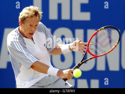 Samsung Open - Jonas Bjorkman.Jonas Bjorkman, en Suède, lors du match de demi-finale contre le poisson de la Mardy aux États-Unis à l'Open Samsung de Nottingham. Banque D'Images