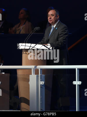 Sport - Jeux du Commonwealth 2014 - cérémonie d'ouverture.Première ministre écossaise Alex Salmond lors de la cérémonie d'ouverture des Jeux du Commonwealth 2014 au Celtic Park, Glasgow. Banque D'Images