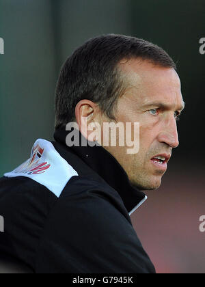 Football - pré-saison - Newport County / Coventry City - Spytty Park.Directeur Justin Edinburgh, comté de Newport Banque D'Images